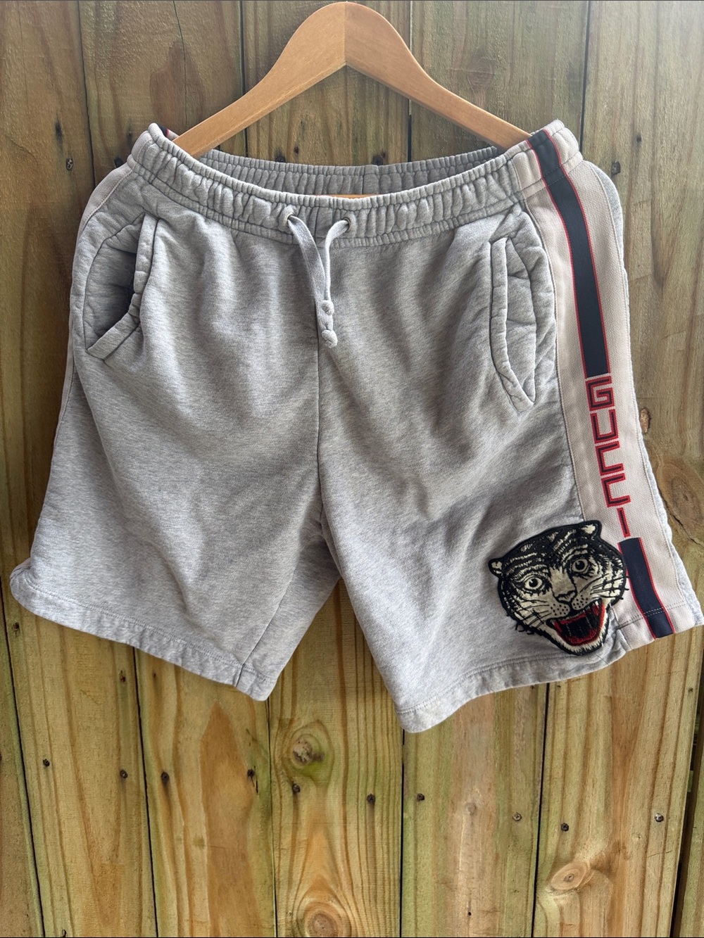 GUCCI Tiger Patch Sweat short pants S Gray Men Used Authentic